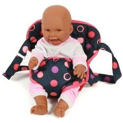 Babypuppentrage - Bayer Chic 2000 - Pink und Navy mit Kreisen