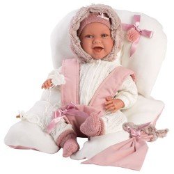 Llorens Puppe 42 cm - Neugeborenes Mimi Smiles mit rosa Babyschale