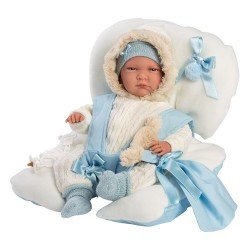 Llorens Puppe 42 cm - Newborn Crying Lalo mit blauer Babyschale