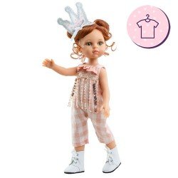 Outfit für Paola Reina Puppe 32 cm - Las Amigas - Cristi karierter Overall und Krone