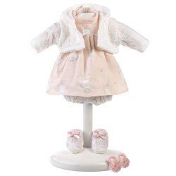 Kleidung für Llorens Puppen 33 cm - Rosa Häschenkleid mit weißer Jacke