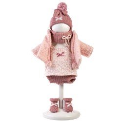 Kleidung für Llorens Puppen 35 cm - Blumenkleid mit rosa Jacke und fuchsiafarbenem Hut und Schal