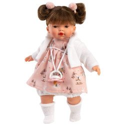 Llorens Puppe 33 cm - Weinende Vera im Winterkleid mit Hasenmotiven
