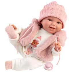Llorens Puppe 38 cm - Chloe lächelt mit einem Outfit mit Tierprint