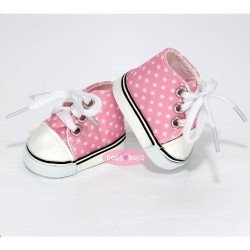 Zubehör für Nines d'Onil 30 cm Puppe - Mia und Pippa - Rosa Turnschuhe mit weißen Punkten und Schnürsenkeln