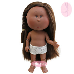 Nines d'Onil Puppe 30 cm - GELENKTE Mia - Mia schwarz mit glattem Haar - Ohne Kleidung