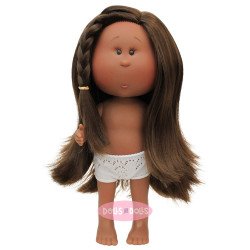 Nines d'Onil Puppe 30 cm - Mia schwarz mit glattem Haar - Ohne Kleidung