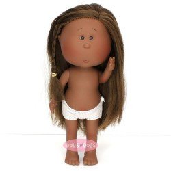 Nines d'Onil Puppe 30 cm - Mia schwarz mit glattem Haar - Ohne Kleidung