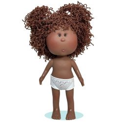 Nines d'Onil Puppe 30 cm - Mia mit braunem, wolligem Haar - Ohne Kleidung