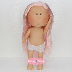 Nines d'Onil Puppe 30 cm - Mia mit glatten rosa Haaren - Ohne Kleidung
