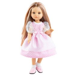 Paola Reina Puppe 32 cm - Las Amigas Articulated - Miriam in rosa gepunktetem Kleid