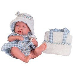 Antonio Juan Puppe 42 cm - Neugeborenes Babymädchen mit Teddybärentasche