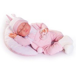 Antonio Juan Puppe 42 cm - mit Sondergewicht - Neugeborene Luna schläft mit Kissen