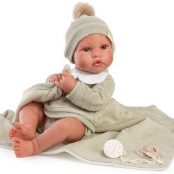 Antonio Juan Puppe 42 cm - Neugeborener Erik mit grünem Schal