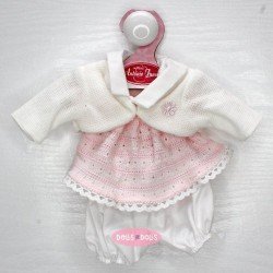 Outfit für Antonio Juan Puppe 26-27 cm - Gestreiftes rosa Kleid mit weißer Jacke