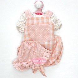 Antonio Juan Puppe Outfit 40 - 42 cm - Sweet Reborn Collection - Lachsfarbenes kariertes und gepunktetes Set mit Hut