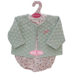 Outfit für Antonio Juan Puppe 40-42 cm - Blumen-Strampler mit grüner Jacke
