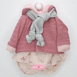 Outfit für Antonio Juan Puppe 52 cm - Mi Primer Reborn Collection - Pinkes Outfit mit Jacke und Schal