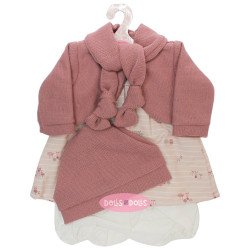 Outfit für Antonio Juan Puppe 52 cm - Mi Primer Reborn Collection - Rosa Kleid mit Jacke, Schal und Mütze