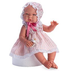 Así Puppe 43 cm - María mit rosa gestreiftem Kleid und geblümtem Mieder