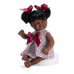 Así Puppe 36 cm - Sammy mit kleid mit roten Blumen und Schleifen