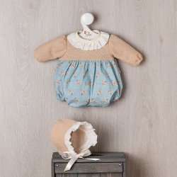 Outfit für Así-Puppe 46 cm - Bombacho mit blauem Hintergrund und orangefarbenen Blumen für Leo-Puppe