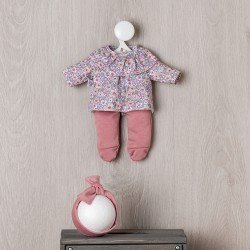 Outfit für Así Puppe 28 cm - Blumenhemd mit Gamasche und rosa Diadem für Gordi Puppe