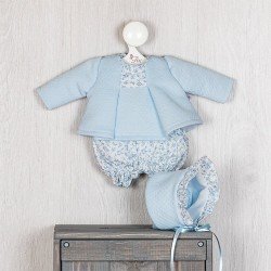 Outfit für Así Puppe 36 cm - Set aus hellblauem Stricktop und Poloshirt für Koke Puppe