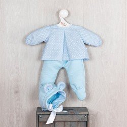 Outfit für Así-Puppe 43 cm - Blaue Herzen mit Hut mit Ohren für Pablo-Puppe