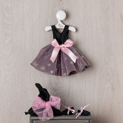 Outfit für Así-Puppe 40 cm - Hexen-Outfit mit rosa Tüll und silbernen Sternen für Sabrina-Puppe