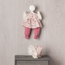 Outfit für Así-Puppe 25 cm - Rosa Blumen-Set für Max-Puppe