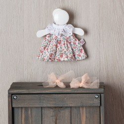 Outfit für Así-Puppe 20 cm - Lachsfarbenes geblümtes Kleid für Bomboncín-Puppe