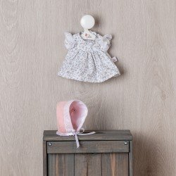 Outfit für Así Puppe 28 cm - Blumenkleid mit rosa Haube für Gordi Puppe