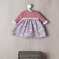 Outfit für Así Puppe 57 cm - Rosa geblümtes Kleid mit gestrickter Front für Pepa Puppe