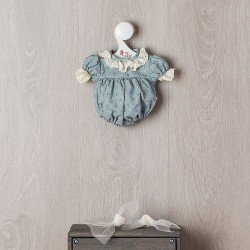 Outfit für Así-Puppe 36 cm - Blauer Strampelanzug mit beiger Blume für Guille-Puppe