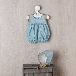Outfit für Así-Puppe 43 cm - Stern Strampelanzug mit blauem Hintergrund für Pablo-Puppe