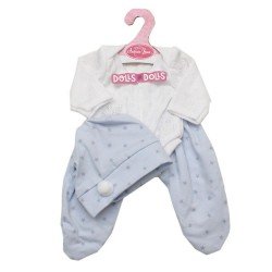 Antonio Juan Puppe 33-34 cm Outfit - Blau-weißer Pyjama mit Sternen und Hut