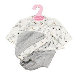 Outfit für Antonio Juan Puppe 33-34 cm - Printoutfit mit grauem Hut