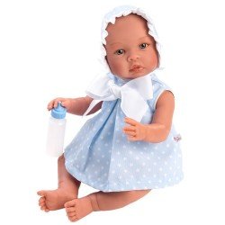 Así Puppe 46 cm - Leo mit hellblauem Kleid mit weißen Sternen