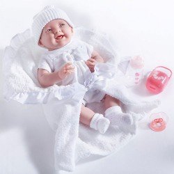 Berenguer Boutique Puppe 39 cm - 18786 Das Neugeborene in Weiß gekleidet mit Decke und Accessoires