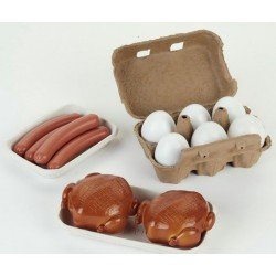 Klein 9680 - Spielzeug-Set mit Eiern, Würstchen und Hühnern