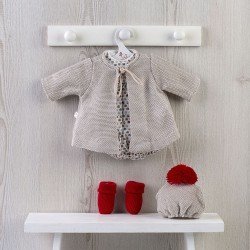 Outfit für Así-Puppe 46 cm - Strampler mit Farben und beigem Caban-Mantel für Leo-Puppe