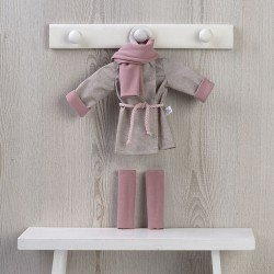 Outfit für Así Puppe 40 cm - Trenchcoat, Schal und Leggins für Sabrina Puppe