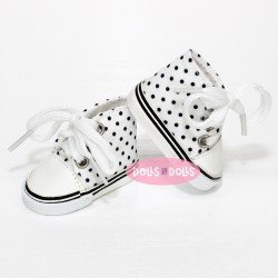 Nines d'Onil Puppe Complements 32 cm - Mia - Weiße Schuhe mit schwarzen Punkten mit Schnürsenkeln
