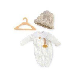 Zubehör für Barriguitas Classic Puppe 15 cm - Kleidung auf Kleiderbügel - Weißes Outfit mit beigem Hut