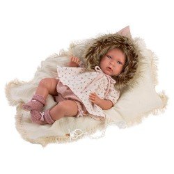 Llorens Puppe 40 cm - Weinendes Mimi Neugeborenes mit Kissen und Decke