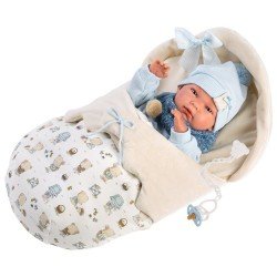 Llorens Puppe 40 cm - Neugeborenes Nico mit einer blauen Tasche