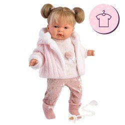 Kleidung für Llorens Puppen 38 cm - Pinkes Outfit mit Jacke und Socken