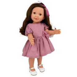 Carolina Puppe 45 cm - Brünette mit rosa Kleid