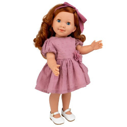 Carolina Puppe 45 cm - Rothaarige mit rosa Kleid